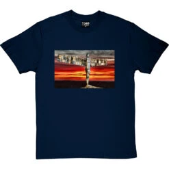 The Angel Of The North At Sunset By Hadrian Richards T-Shirt -ThinkWear Collective Sales angel at sunset tshirt navybluetshirt