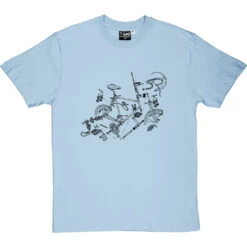 Bicycle Exploded Diagram T-Shirt -ThinkWear Collective Sales bicycle exploded diagram tshirt 1 skybluetshirt