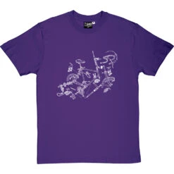Bicycle Exploded Diagram T-Shirt -ThinkWear Collective Sales bicycle exploded diagram tshirt 2 purpletshirt
