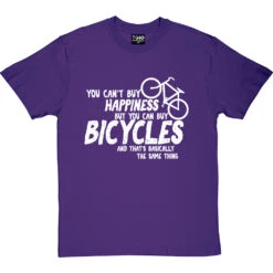 You Can't Buy Happiness But You Can Buy Bicycles T-Shirt -ThinkWear Collective Sales buy bikes tshirt 2 purpletshirt