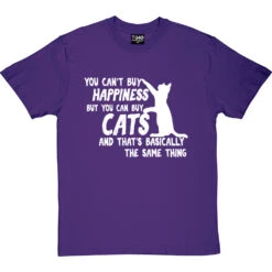 You Can't Buy Happiness But You Can Buy Cats T-Shirt -ThinkWear Collective Sales buy cats tshirt 2 purpletshirt