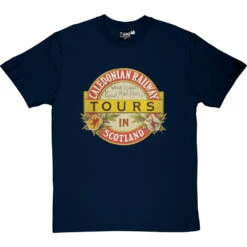 Caledonian Railway T-Shirt -ThinkWear Collective Sales caledonia railway tours tshirt navybluetshirt