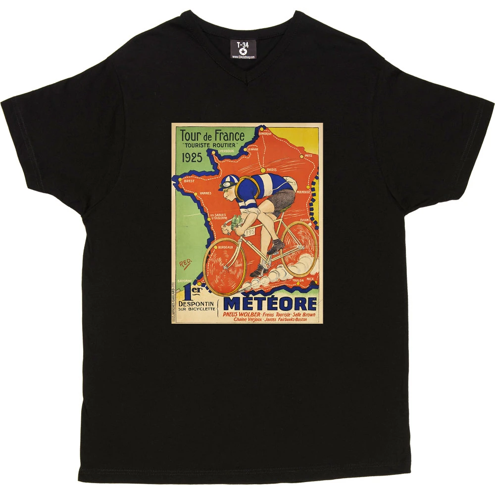 Météore Cycles 1925 Tour De France Poster T-Shirt 11 Météore Cycles 1925 Tour De France Poster T-Shirt - Image 11