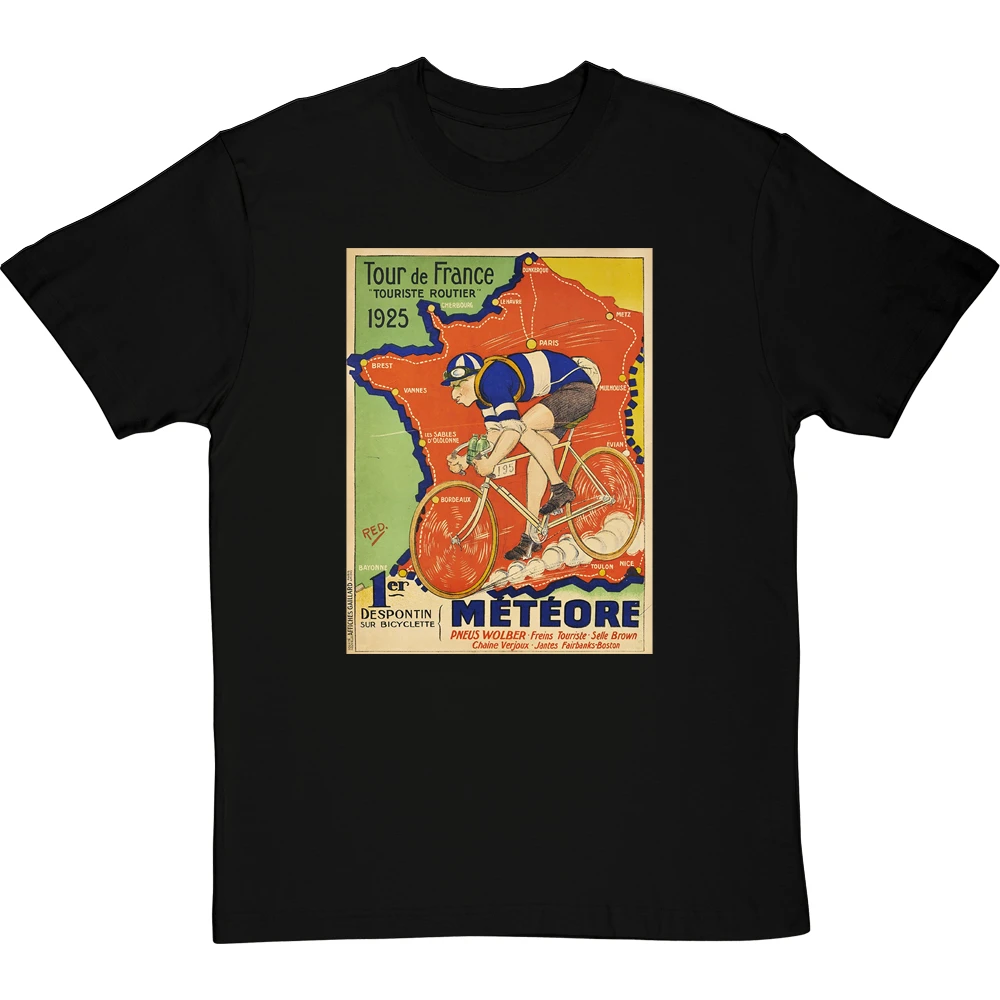 Météore Cycles 1925 Tour De France Poster T-Shirt 8 Météore Cycles 1925 Tour De France Poster T-Shirt - Image 8