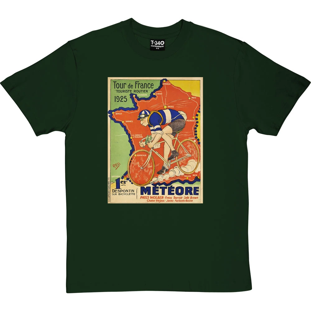 Météore Cycles 1925 Tour De France Poster T-Shirt 14 Météore Cycles 1925 Tour De France Poster T-Shirt - Image 14