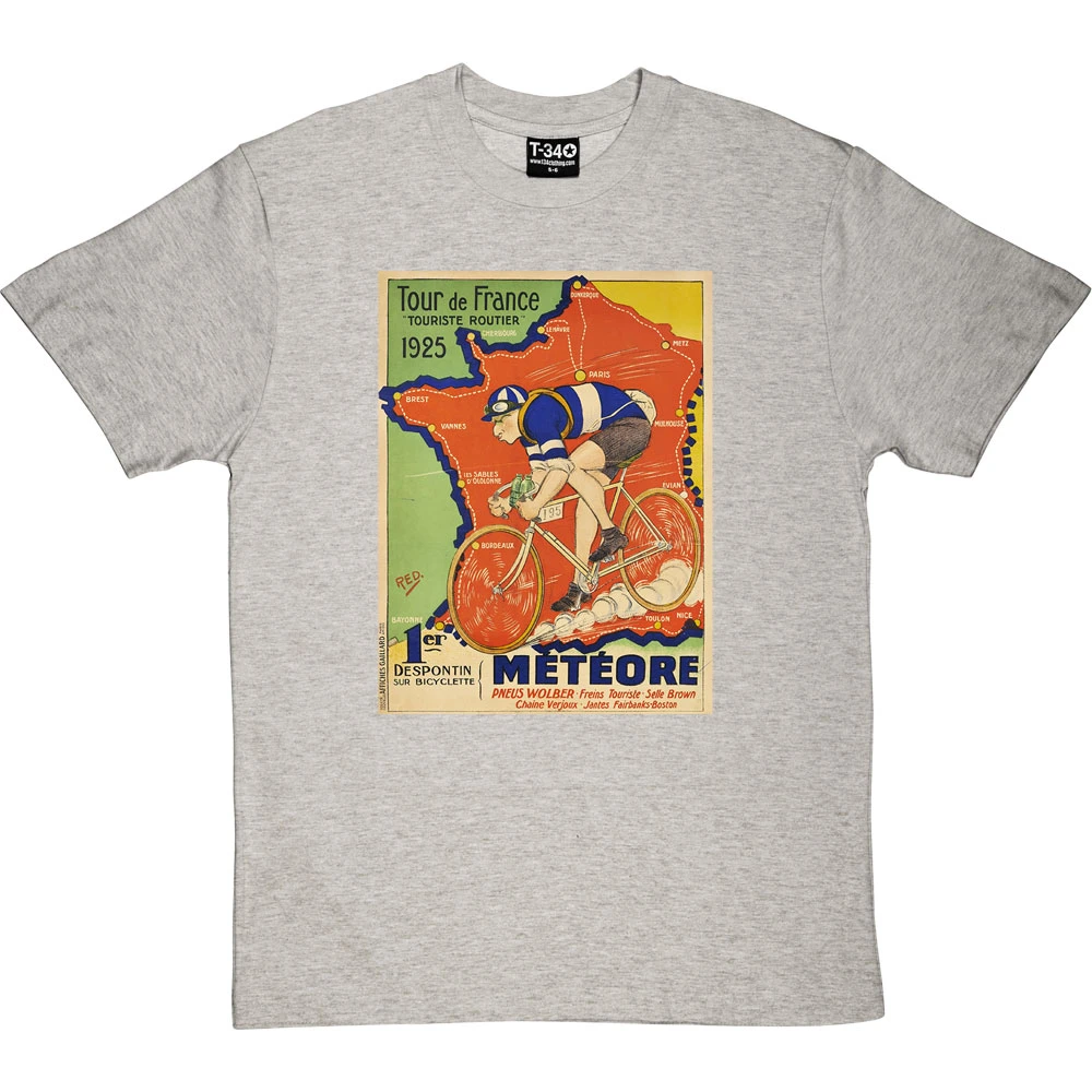 Météore Cycles 1925 Tour De France Poster T-Shirt 5 Météore Cycles 1925 Tour De France Poster T-Shirt - Image 5