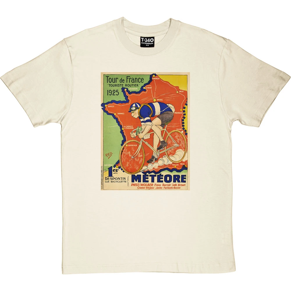 Météore Cycles 1925 Tour De France Poster T-Shirt 4 Météore Cycles 1925 Tour De France Poster T-Shirt - Image 4