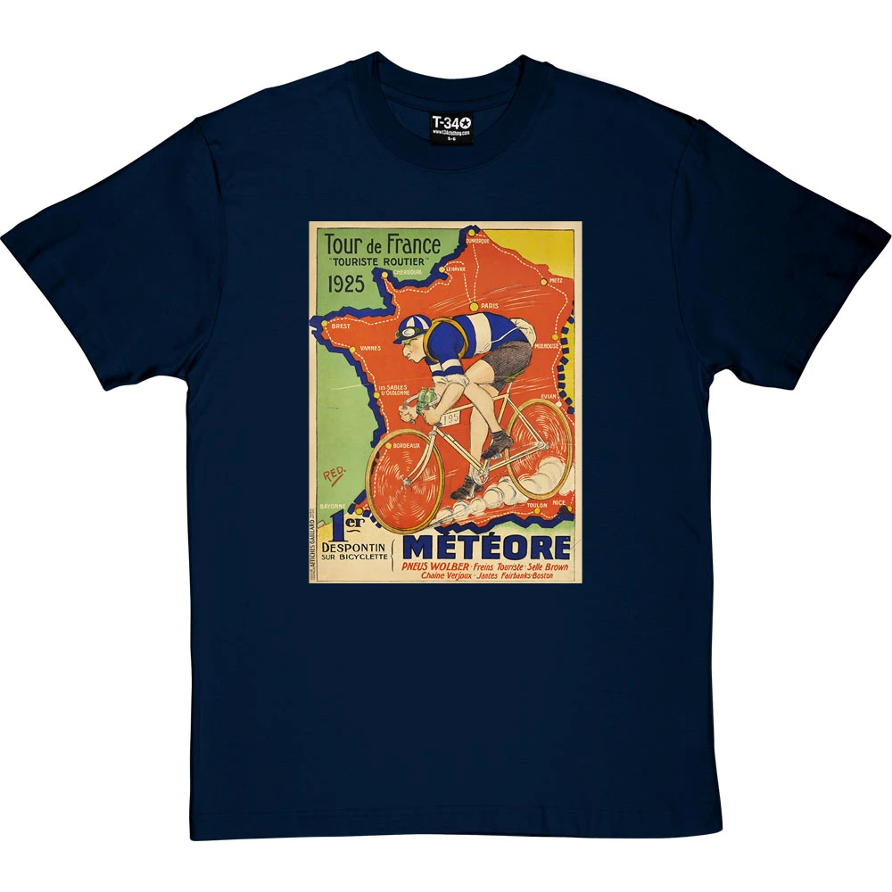 Météore Cycles 1925 Tour De France Poster T-Shirt 9 Météore Cycles 1925 Tour De France Poster T-Shirt - Image 9