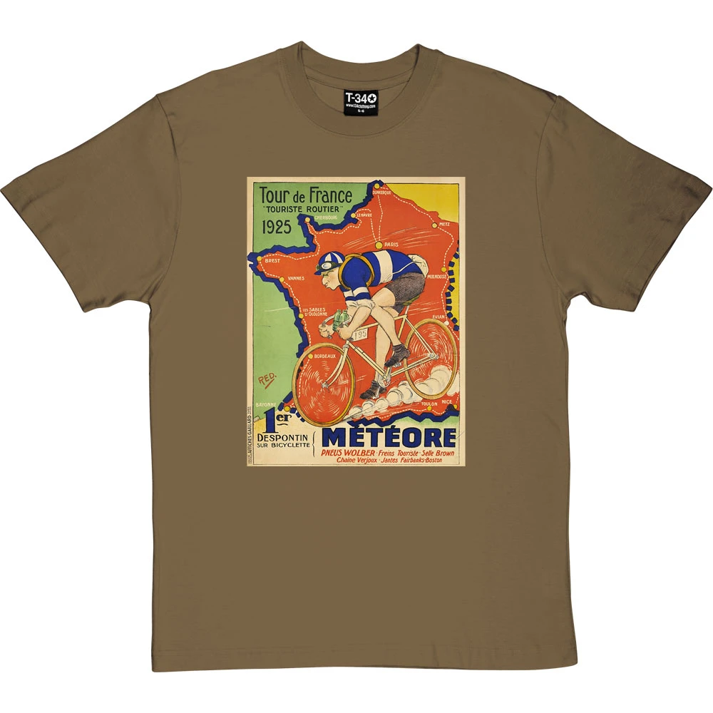 Météore Cycles 1925 Tour De France Poster T-Shirt 3 Météore Cycles 1925 Tour De France Poster T-Shirt - Image 3
