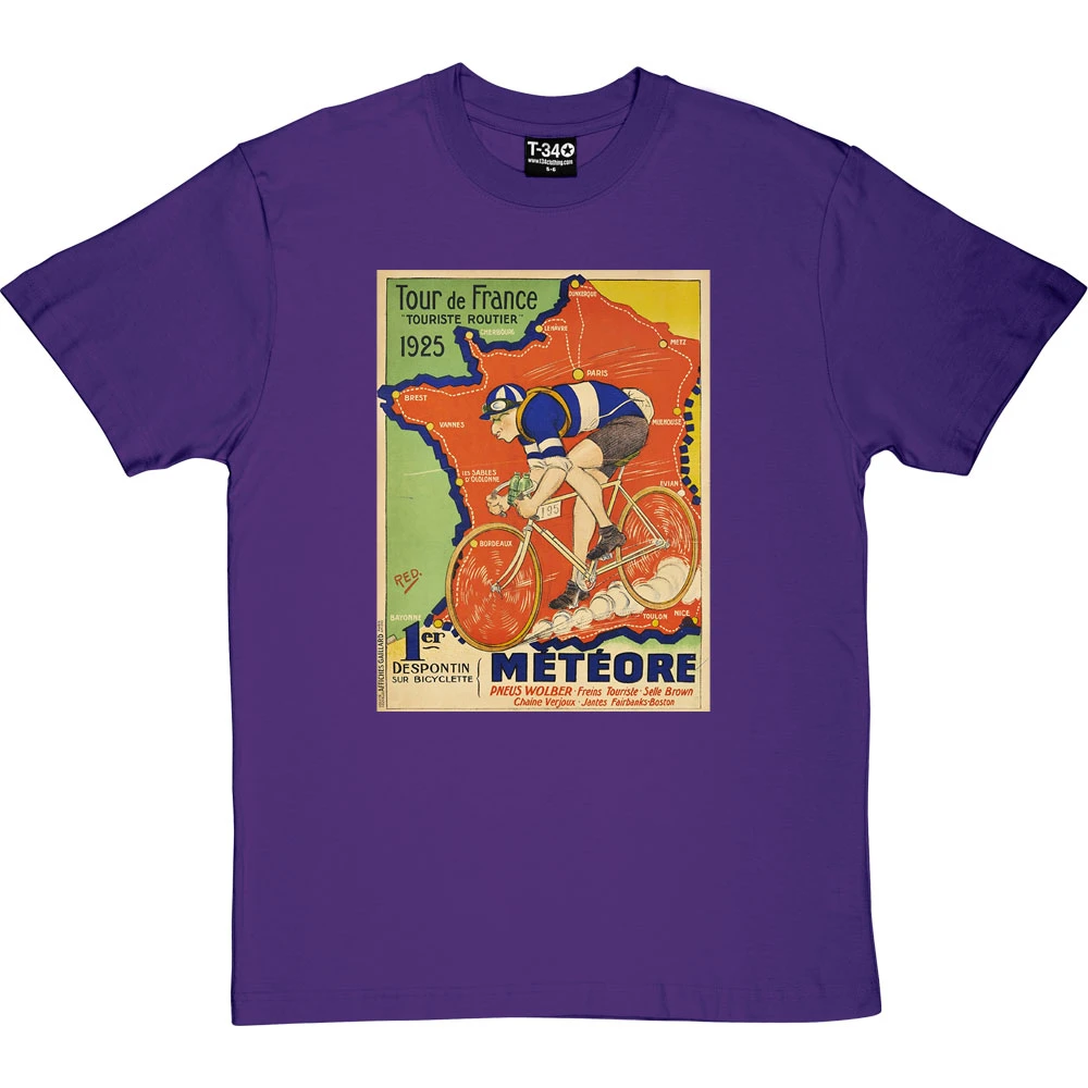 Météore Cycles 1925 Tour De France Poster T-Shirt 2 Météore Cycles 1925 Tour De France Poster T-Shirt - Image 2
