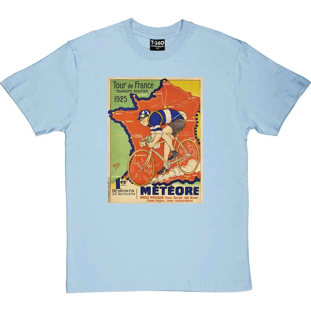 Météore Cycles 1925 Tour De France Poster T-Shirt 10 Météore Cycles 1925 Tour De France Poster T-Shirt - Image 10