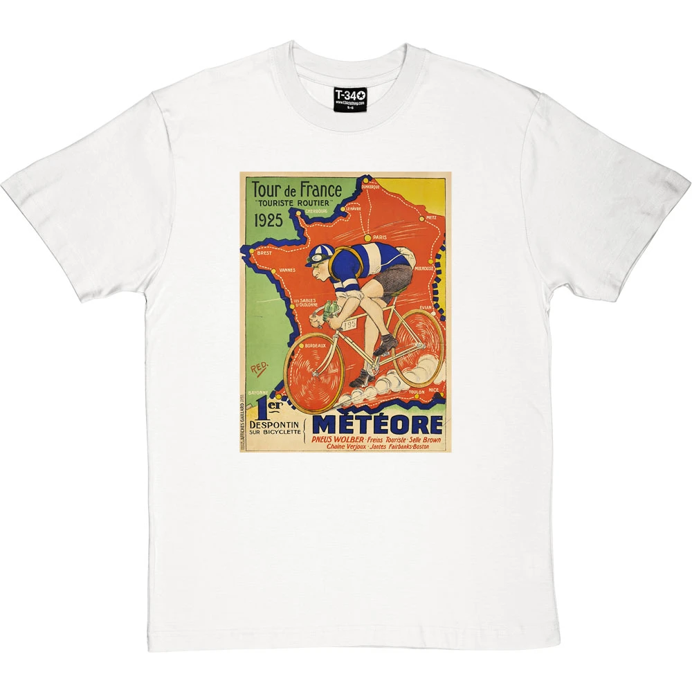 Météore Cycles 1925 Tour De France Poster T-Shirt 12 Météore Cycles 1925 Tour De France Poster T-Shirt - Image 12
