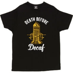 Death Before Decaf (Coffee Machine) T-Shirt -ThinkWear Collective Sales death before decaf machine tshirt 2 black mens v neck tshirt