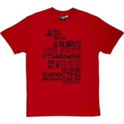Douglas Adams "See First" Quote T-Shirt -ThinkWear Collective Sales douglas adams see first tshirt 1 redtshirt