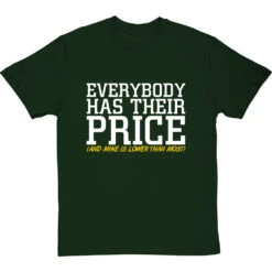 Everybody Has Their Price (and Mine Is Lower Than Most) T-Shirt 30 Everybody Has Their Price (and Mine Is Lower Than Most) T-Shirt -ThinkWear Collective Sales everybody has their price tshirt 2 bottlegreentshirt