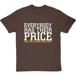 Everybody Has Their Price (and Mine Is Lower Than Most) T-Shirt 25 Everybody Has Their Price (and Mine Is Lower Than Most) T-Shirt -ThinkWear Collective Sales everybody has their price tshirt 2 hazelnuttshirt