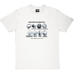 Evolution Of The Cricket Ball T-Shirt -ThinkWear Collective Sales evolution of the cricket ball tshirt 1 whitetshirt