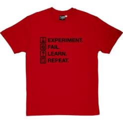 Experiment. Fail. Learn. Repeat. T-Shirt -ThinkWear Collective Sales experiment fail learn repeat tshirt 1 redtshirt