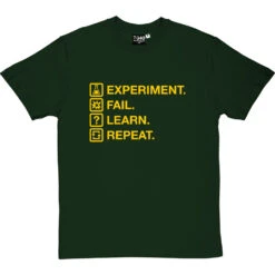 Experiment. Fail. Learn. Repeat. T-Shirt -ThinkWear Collective Sales experiment fail learn repeat tshirt 6 bottlegreentshirt