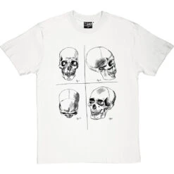 Four Studies Of A Human Skull T-Shirt -ThinkWear Collective Sales four studies human skull tshirt whitetshirt
