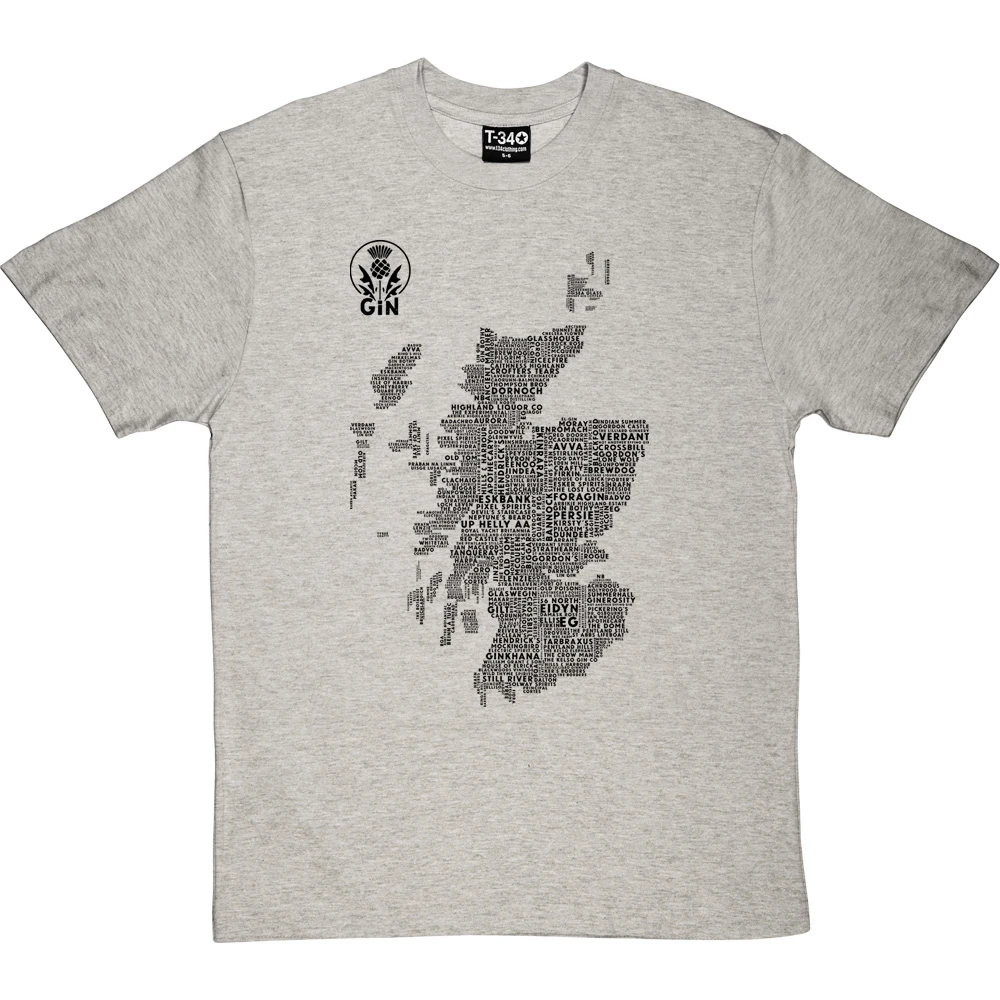 Scottish Gin Typography Map T-Shirt 17 Scottish Gin Typography Map T-Shirt - Image 17