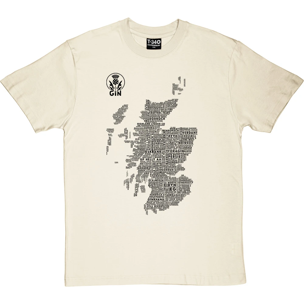 Scottish Gin Typography Map T-Shirt 16 Scottish Gin Typography Map T-Shirt - Image 16