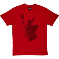 Scottish Gin Typography Map T-Shirt 28 Scottish Gin Typography Map T-Shirt -ThinkWear Collective Sales gin type map tshirt 1 redtshirt