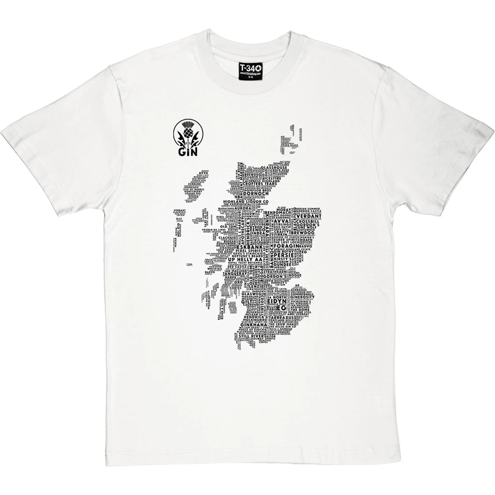 Scottish Gin Typography Map T-Shirt 4 Scottish Gin Typography Map T-Shirt - Image 4