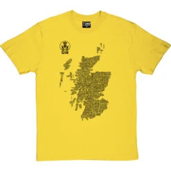 Scottish Gin Typography Map T-Shirt 24 Scottish Gin Typography Map T-Shirt -ThinkWear Collective Sales gin type map tshirt 1 yellowtshirt