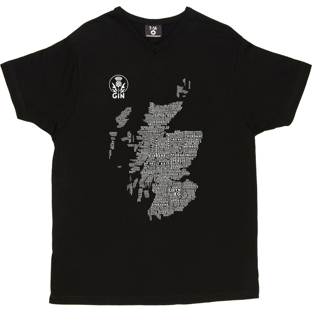 Scottish Gin Typography Map T-Shirt 3 Scottish Gin Typography Map T-Shirt - Image 3