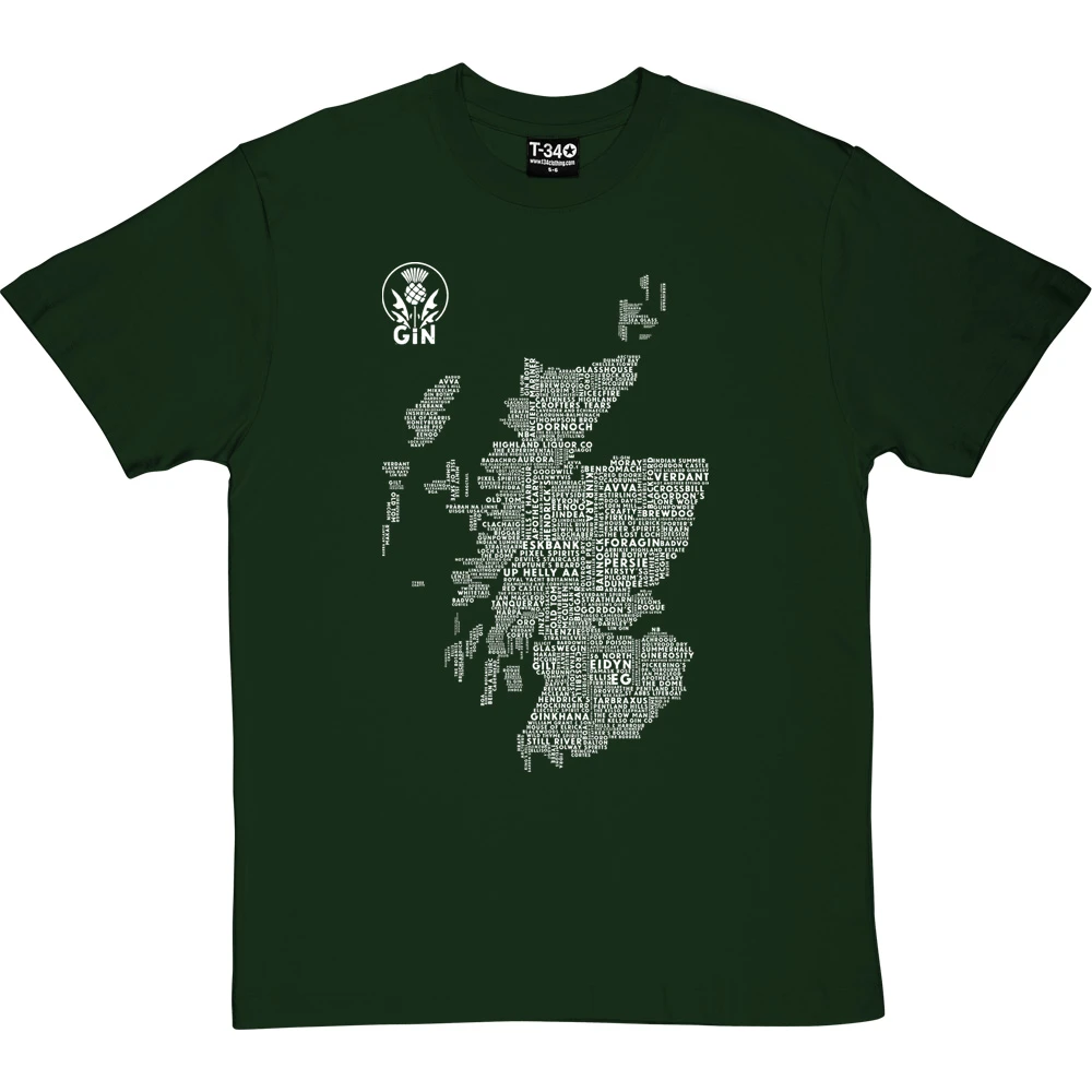 Scottish Gin Typography Map T-Shirt 19 Scottish Gin Typography Map T-Shirt - Image 19