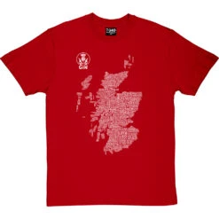 Scottish Gin Typography Map T-Shirt 30 Scottish Gin Typography Map T-Shirt -ThinkWear Collective Sales gin type map tshirt 2 redtshirt