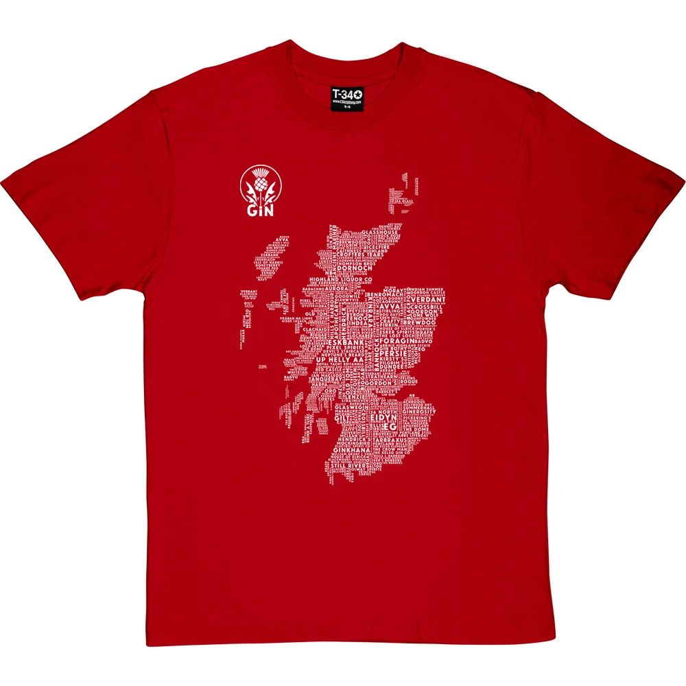 Scottish Gin Typography Map T-Shirt 11 Scottish Gin Typography Map T-Shirt - Image 11