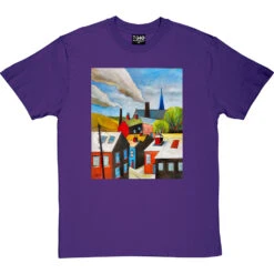 The Red Door In A Northern Scene By Hadrian Richards T-Shirt -ThinkWear Collective Sales hadrian red door tshirt purpletshirt