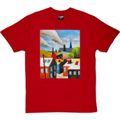 The Red Door In A Northern Scene By Hadrian Richards T-Shirt -ThinkWear Collective Sales hadrian red door tshirt redtshirt