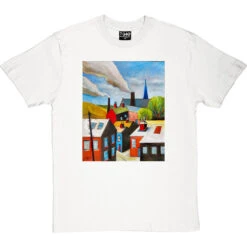 The Red Door In A Northern Scene By Hadrian Richards T-Shirt -ThinkWear Collective Sales hadrian red door tshirt whitetshirt