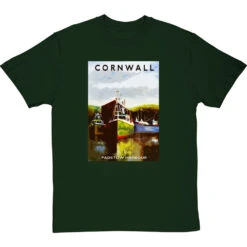 Cornwall: Padstow Harbour By Hadrian Richards T-Shirt -ThinkWear Collective Sales hadrian richards cornwall padstow harbour tshirt bottlegreentshirt