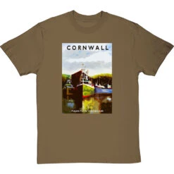 Cornwall: Padstow Harbour By Hadrian Richards T-Shirt -ThinkWear Collective Sales hadrian richards cornwall padstow harbour tshirt olivetshirt