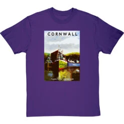 Cornwall: Padstow Harbour By Hadrian Richards T-Shirt -ThinkWear Collective Sales hadrian richards cornwall padstow harbour tshirt purpletshirt