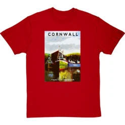 Cornwall: Padstow Harbour By Hadrian Richards T-Shirt -ThinkWear Collective Sales hadrian richards cornwall padstow harbour tshirt redtshirt
