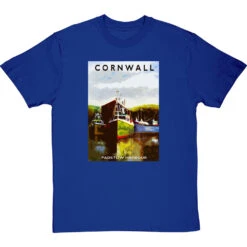 Cornwall: Padstow Harbour By Hadrian Richards T-Shirt -ThinkWear Collective Sales hadrian richards cornwall padstow harbour tshirt royalbluetshirt
