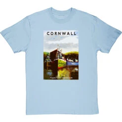 Cornwall: Padstow Harbour By Hadrian Richards T-Shirt -ThinkWear Collective Sales hadrian richards cornwall padstow harbour tshirt skybluetshirt
