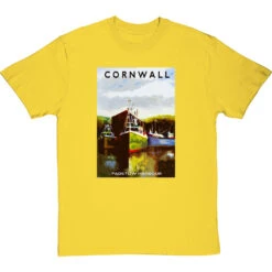 Cornwall: Padstow Harbour By Hadrian Richards T-Shirt -ThinkWear Collective Sales hadrian richards cornwall padstow harbour tshirt yellowtshirt