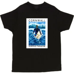 Cornwall: Surfing Paradise By Hadrian Richards T-Shirt -ThinkWear Collective Sales hadrian richards cornwall surfing paradise tshirt black mens v neck tshirt