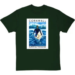 Cornwall: Surfing Paradise By Hadrian Richards T-Shirt -ThinkWear Collective Sales hadrian richards cornwall surfing paradise tshirt bottlegreentshirt