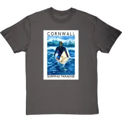 Cornwall: Surfing Paradise By Hadrian Richards T-Shirt -ThinkWear Collective Sales hadrian richards cornwall surfing paradise tshirt charcoaltshirt