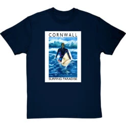 Cornwall: Surfing Paradise By Hadrian Richards T-Shirt -ThinkWear Collective Sales hadrian richards cornwall surfing paradise tshirt navybluetshirt