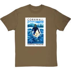 Cornwall: Surfing Paradise By Hadrian Richards T-Shirt -ThinkWear Collective Sales hadrian richards cornwall surfing paradise tshirt olivetshirt