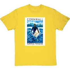 Cornwall: Surfing Paradise By Hadrian Richards T-Shirt -ThinkWear Collective Sales hadrian richards cornwall surfing paradise tshirt yellowtshirt