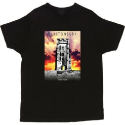 Glastonbury: The Tor By Hadrian Richards T-Shirt -ThinkWear Collective Sales hadrian richards glastonbury the tor tshirt black mens v neck tshirt